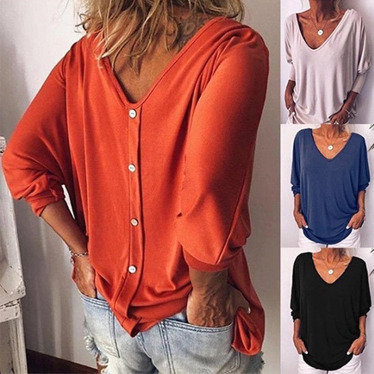Plus Size Women Loose  Baggy T-Shirt Button👚
